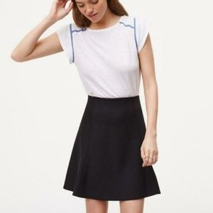 Loft Black Skater Skirt Pullon Soft with Stretch Elastic 1.5" Waistband Unlined